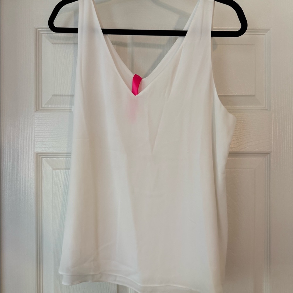 Lilly Pulitzer White Sleeveless V-Neck Tank - Picture 2 of 3